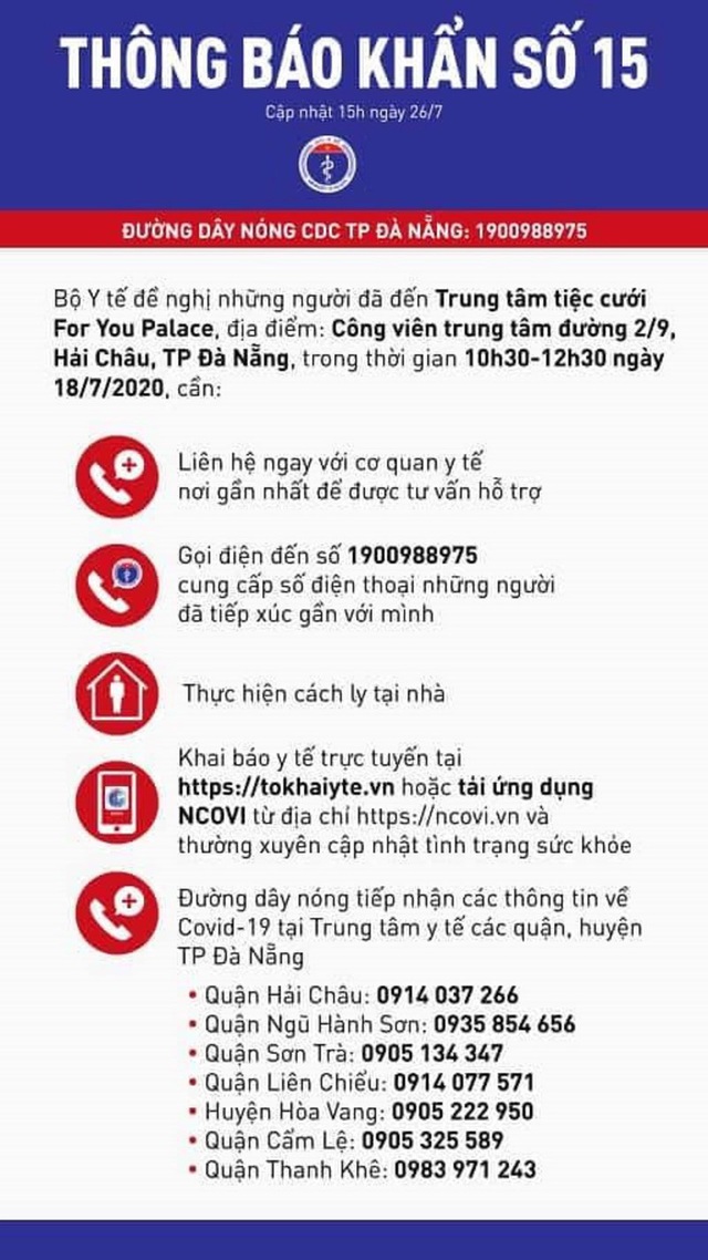 Thông báo khẩn số 15 tìm người đi đám cưới cùng bệnh nhân 416 - Ảnh 1.