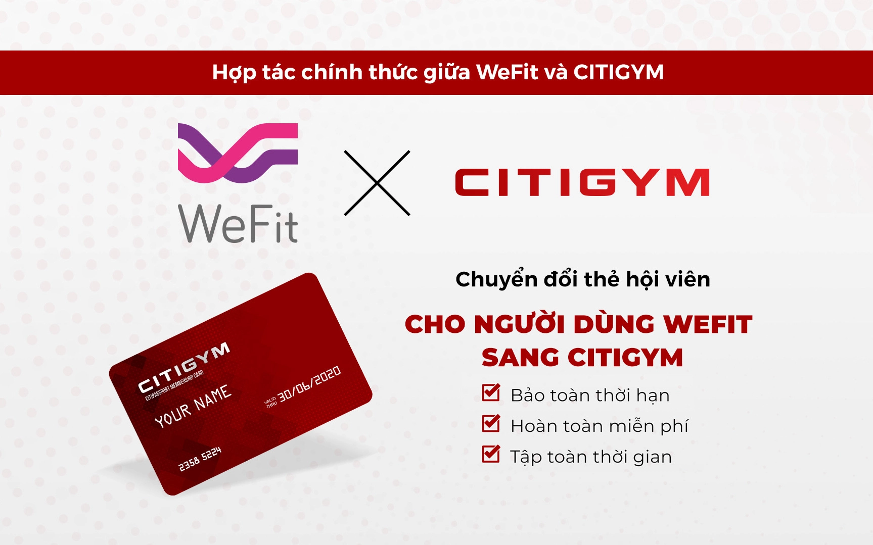 Citigym đối tác hỗ trợ chính thức của WeFit tại Tp.Hồ Chí Minh