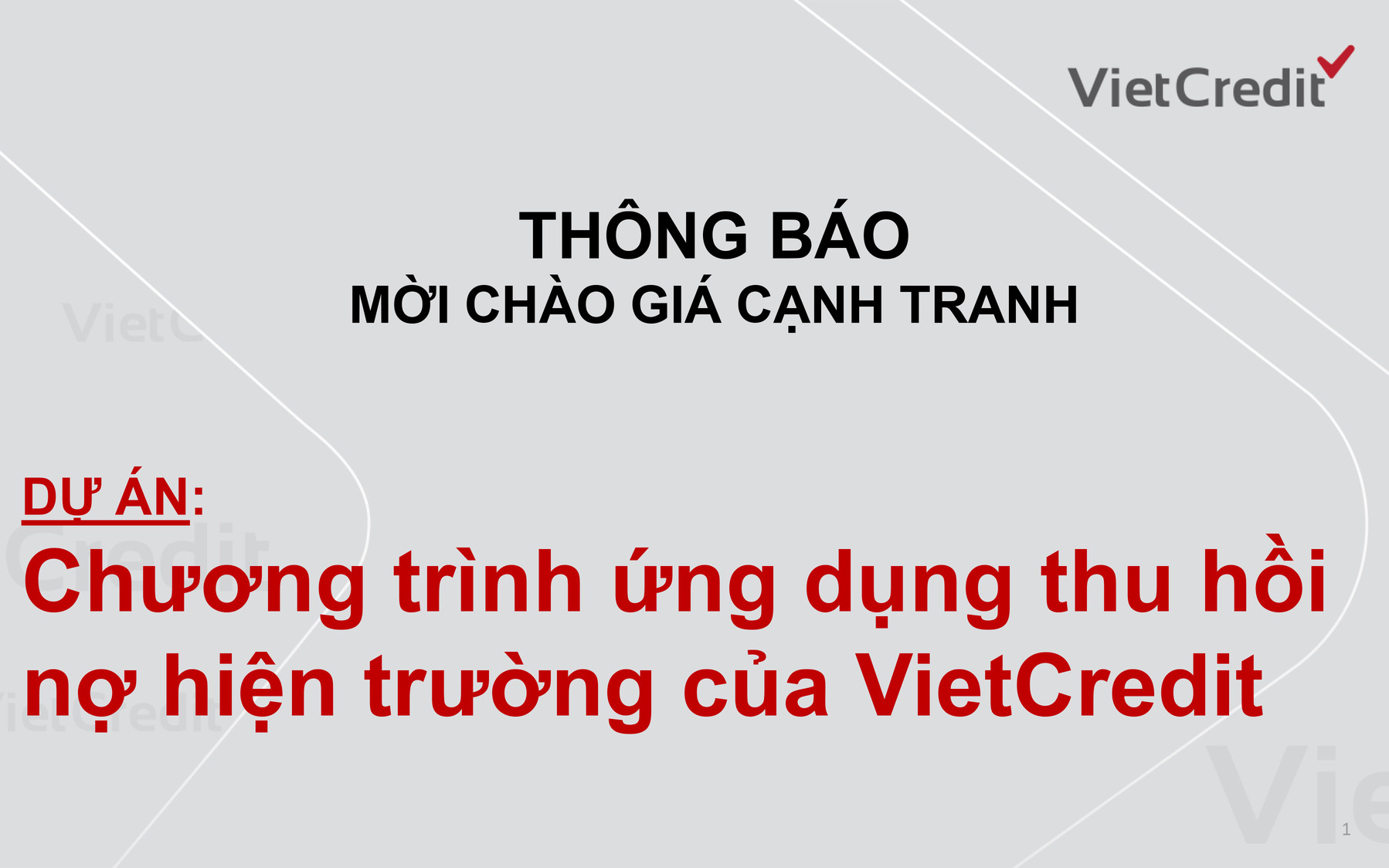 VietCredit  thông báo mời chào giá cạnh tranh