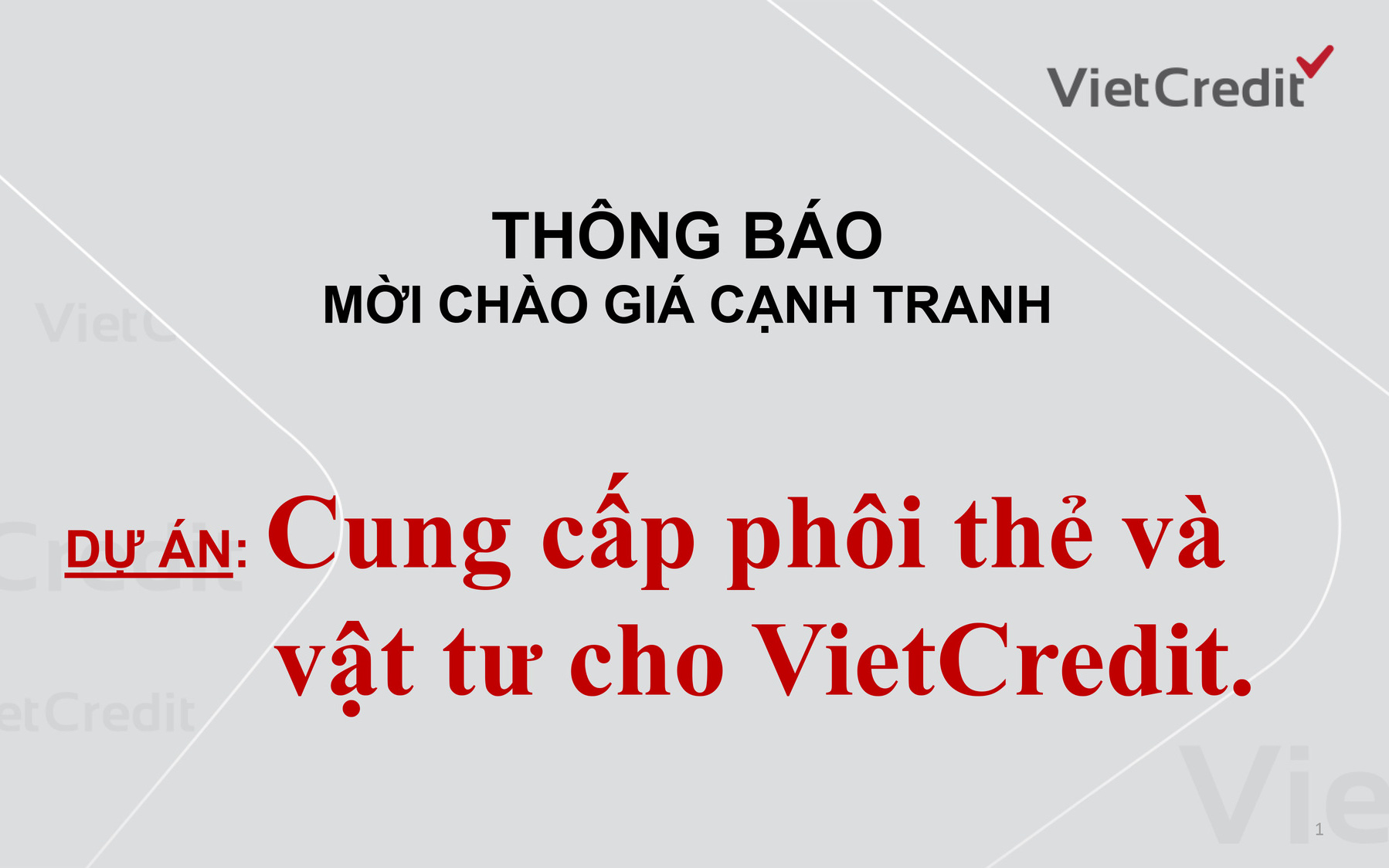 VietCredit thông báo mời chào giá cạnh tranh