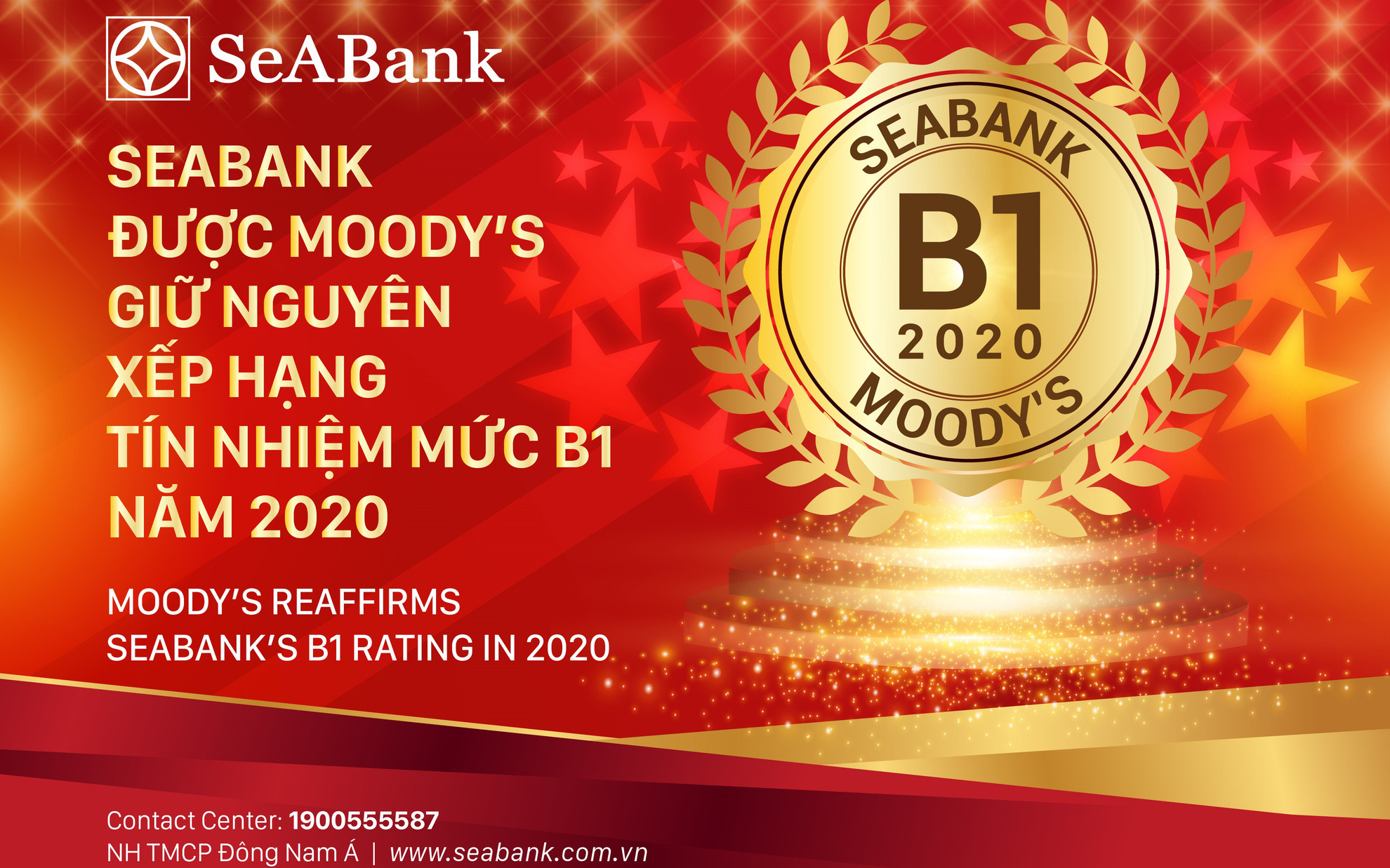 SeABank được Moody’s giữ nguyên xếp hạng tín nhiệm B1