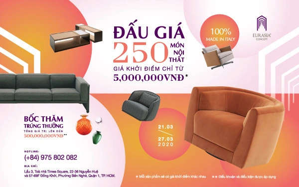 Đấu giá nội thất cao cấp “100% made in Italy” với mức giá khó tin từ Eurasia Concept