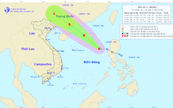 Áp thấp nhiệt đới mạnh lên thành bão số 1, tên quốc tế là Nuri