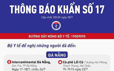 Thông báo khẩn: Tìm người từng đến 20 địa điểm tại Đà Nẵng và Quảng Nam