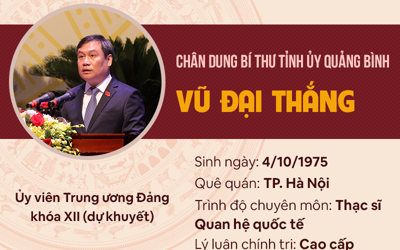 Infographic: Chân dung Bí thư Tỉnh ủy Quảng Bình Vũ Đại Thắng