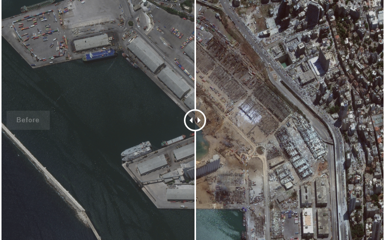 Ảnh vệ tinh cho thấy cảng Beirut tan hoang như thế nào sau vụ nổ kinh hoàng