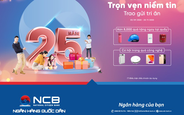 NCB dành hàng nghìn quà tặng cho khách hàng nhân dịp sinh nhật 25 năm