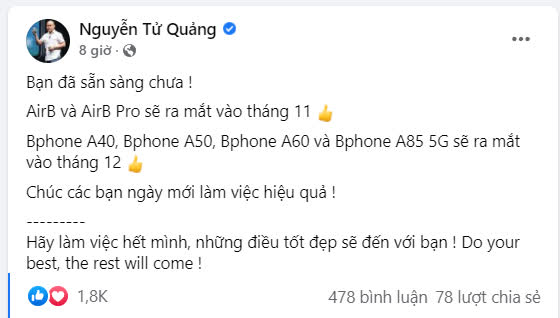 CEO Nguyễn Tử Quảng xác nhận sắp ra mắt 4 mẫu BPhone mới, có bản 5G - Ảnh 1.
