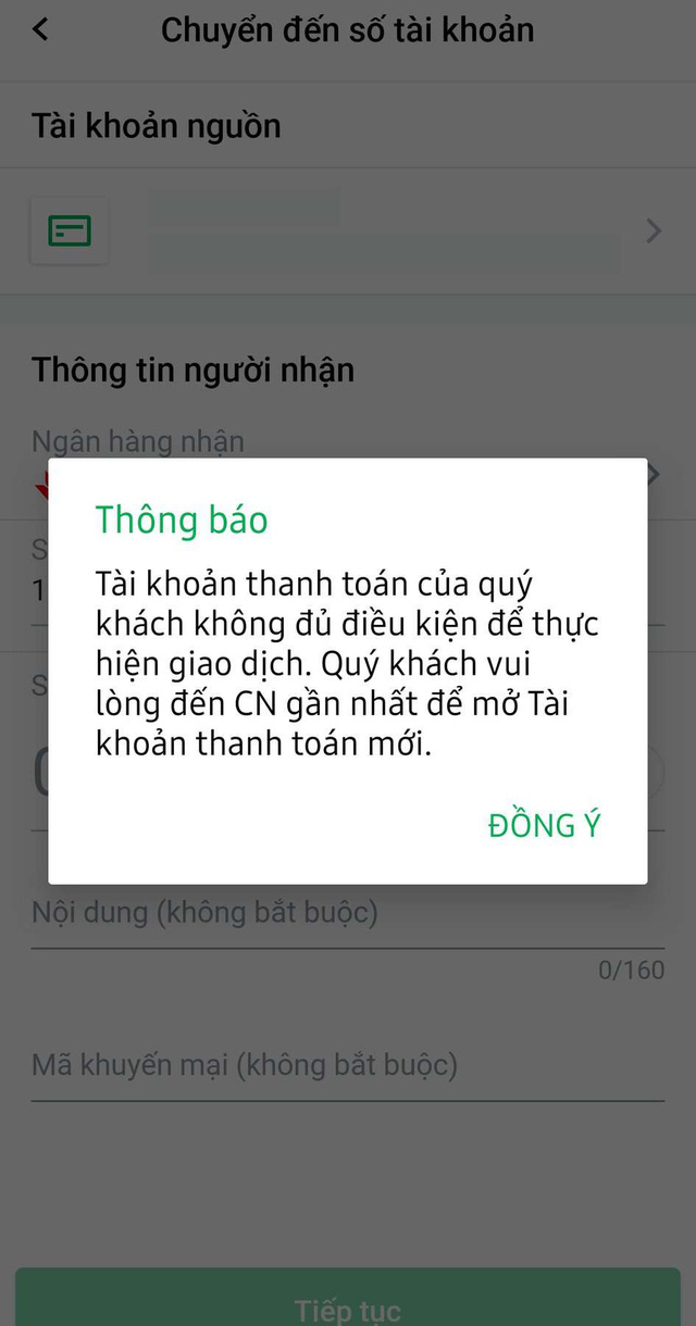 Nhiều người dùng VPBank bất ngờ nhận được thông báo tài khoản không đủ điều kiện thực hiện giao dịch, cần mở tài khoản mới - Ảnh 1.