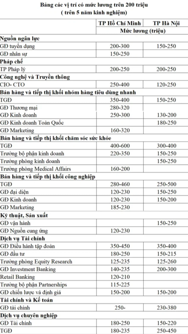 Các vị trí việc làm có mức lương trên 200 triệu ở Việt Nam - Ảnh 2.