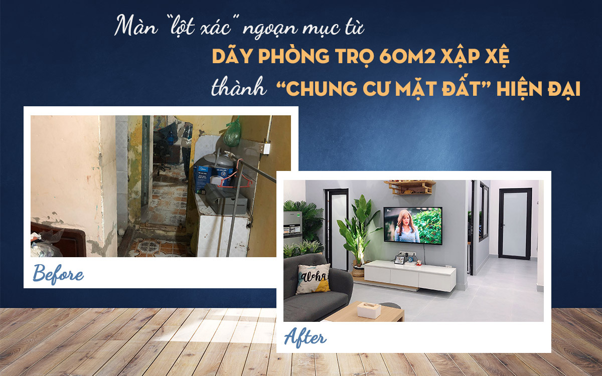 Tự cải tạo nhà vì kinh phí eo hẹp, đôi vợ chồng trẻ biến phòng trọ 60m2 xập xệ thành &quot;chung cư mặt đất&quot; đẹp đến ngỡ ngàng