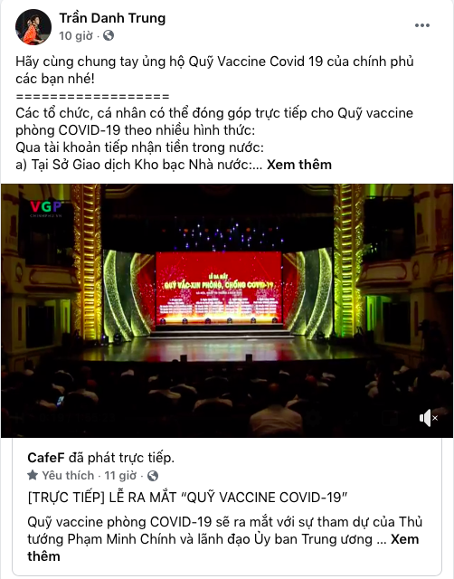 Cây săn bàn Danh Trung, hoa khôi bóng chuyền Linh Chi và loạt VĐV, cầu thủ theo dõi, đồng lòng kêu gọi ủng hộ Quỹ vaccine phòng COVID-19 - Ảnh 1.