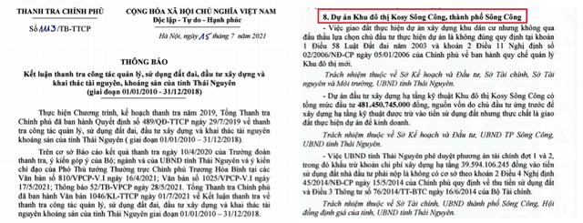 Thanh tra Chính phủ kết luận sai phạm gì tại dự án Kosy Sông Công của Tập đoàn Kosy? - Ảnh 1.