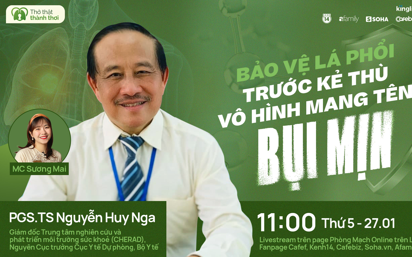 TRỰC TIẾP: Chuyên gia tư vấn cách &quot;bảo vệ lá phổi trước kẻ thù vô hình mang tên bụi mịn&quot;