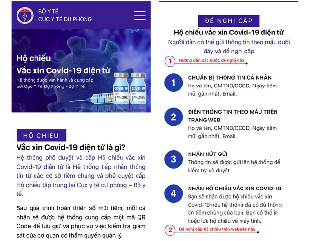 Hướng dẫn các bước đề nghị cấp Hộ chiếu vaccine trên web của Bộ Y tế để có thể du lịch nước ngoài - Ảnh 1.