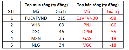 VN-Index giảm điểm sau 5 phiên tăng liên tiếp, khối ngoại mua ròng 432 tỷ đồng, tập trung gom FUEVFVND - Ảnh 1.