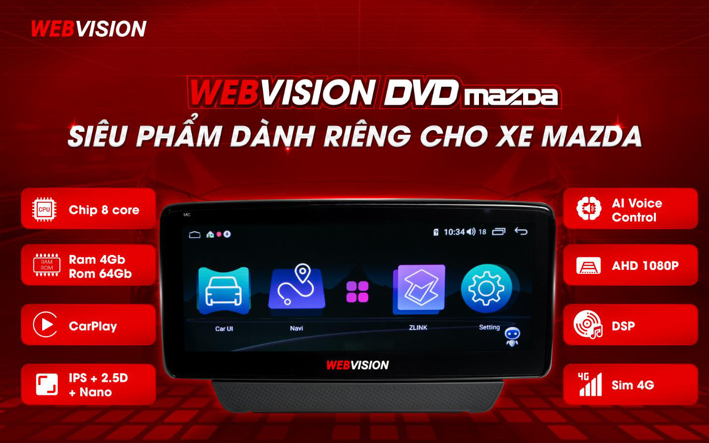 Đột phá tính năng màn hình Mazda độc quyền Webvision Việt Nam