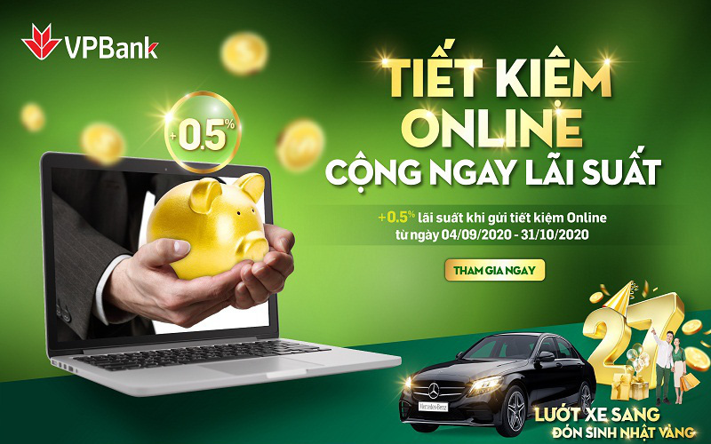 VPBank tặng thêm 0,5% lãi suất cho khách hàng gửi tiết kiệm online