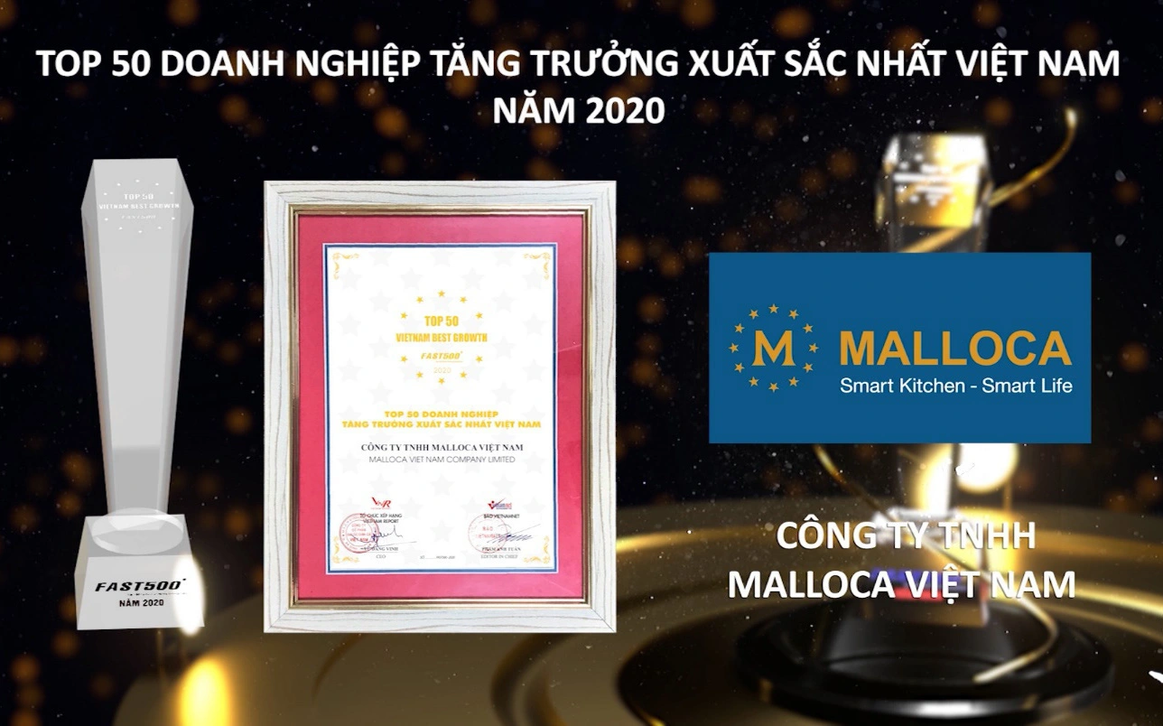 Malloca vào Top 50 doanh nghiệp tăng trưởng xuất sắc nhất Việt Nam năm 2020