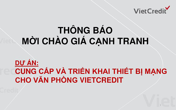 VietCredit thông báo mời chào giá cạnh tranh