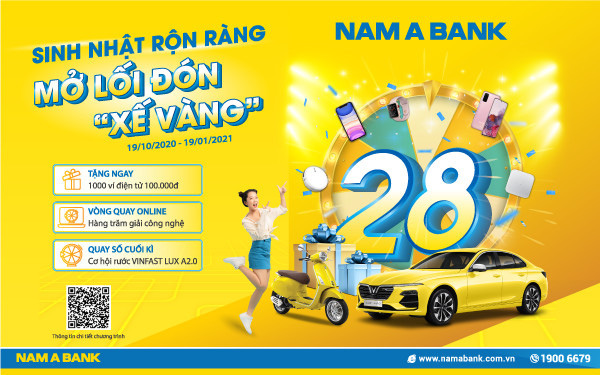 Rước "xế vàng" cùng ngàn ưu đãi mừng sinh nhật Nam A Bank