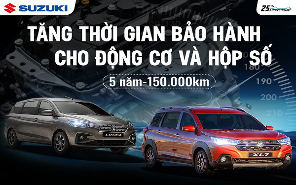 Suzuki tăng thời gian bảo hành cho động cơ và hộp số của Ertiga và XL7