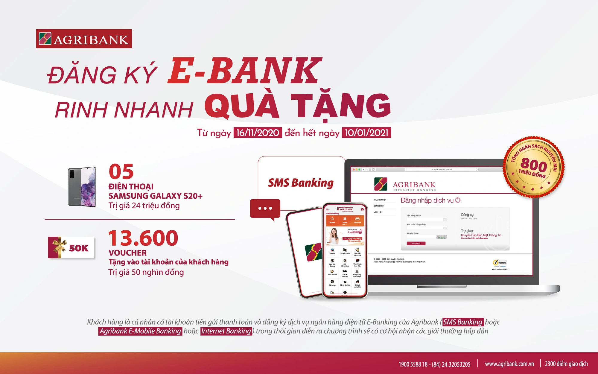 Cùng Agribank Đăng ký E-Bank – rinh nhanh quà tặng