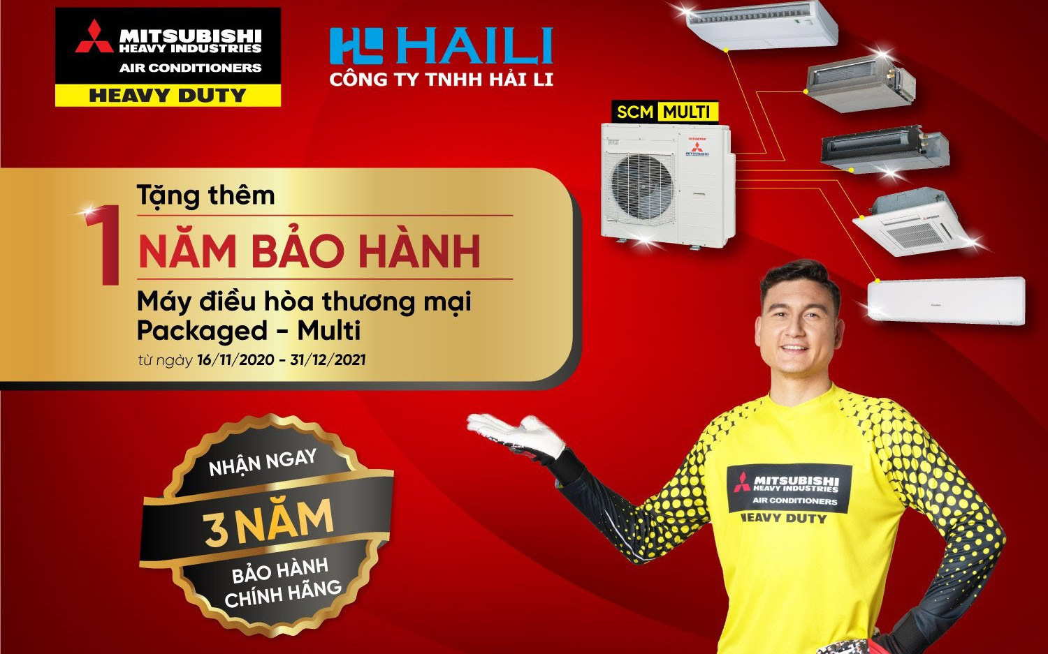 Tặng thêm 1 năm bảo hành điều hòa thương mại Mitsubishi Heavy