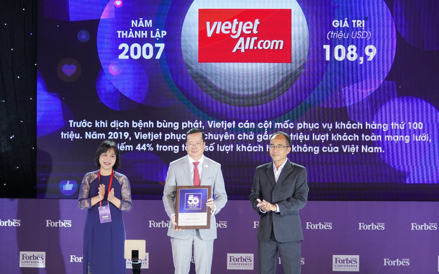 Vietjet vào top 50 Thương hiệu dẫn đầu 2020 do Forbes bình chọn