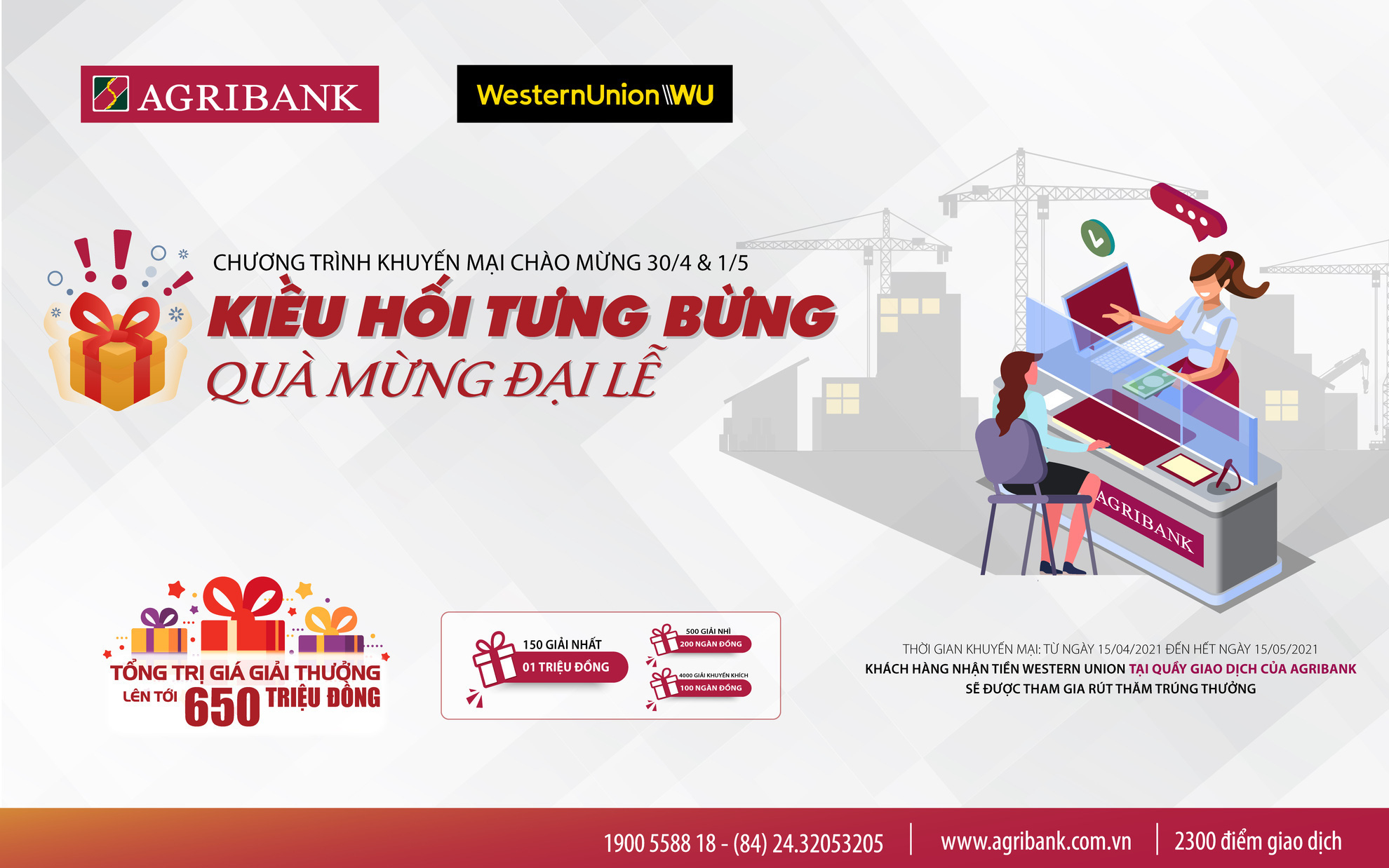 Cơ hội trúng hàng nghìn quà tặng khi nhận kiều hối tại Agribank