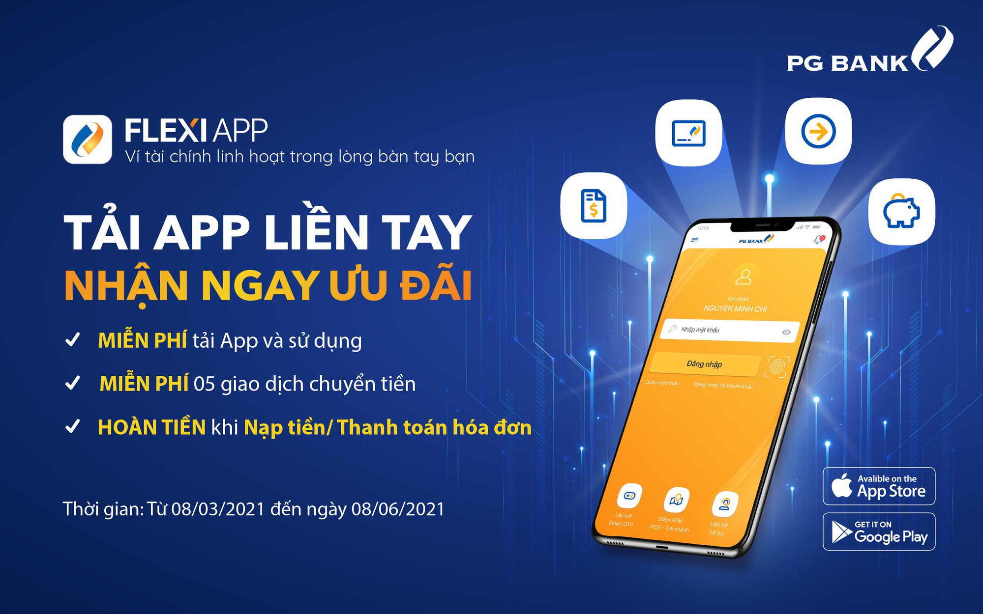 PG Bank mang đến nhiều ưu đãi cho khách hàng dùng App mùa dịch Covid