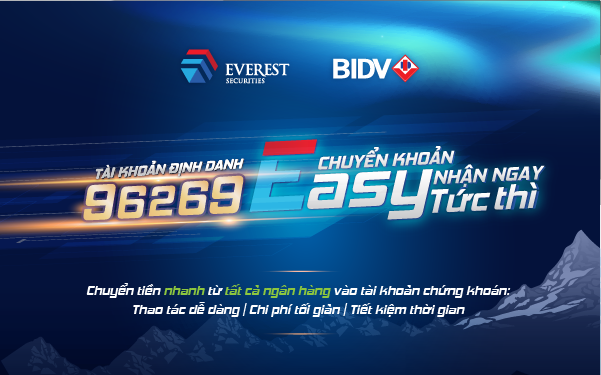 Chứng khoán Everest (EVS) hỗ trợ chuyển tiền nhanh từ tất cả các ngân hàng.