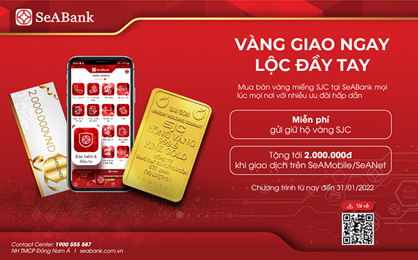 SeABank mở rộng cung cấp dịch vụ mua bán vàng SJC trực tuyến