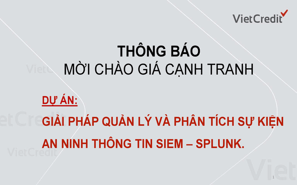 VietCredit thông báo mời chào giá cạnh tranh