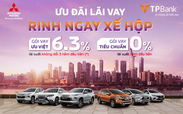 Mua xe Mitsubishi với lãi suất 0%/năm từ TPBank