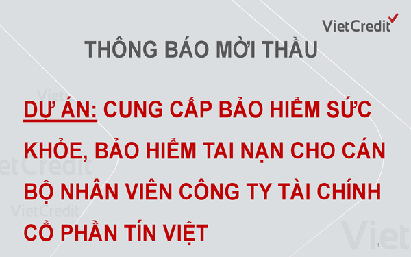 VietCredit thông báo mời thầu