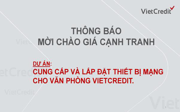 VietCredit thông báo mời chào giá cạnh tranh