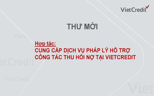 Thư mời hợp tác cung cấp dịch vụ pháp lý hỗ trợ công tác thu hồi nợ tại VietCredit