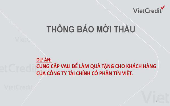 VietCredit  thông báo mời thầu