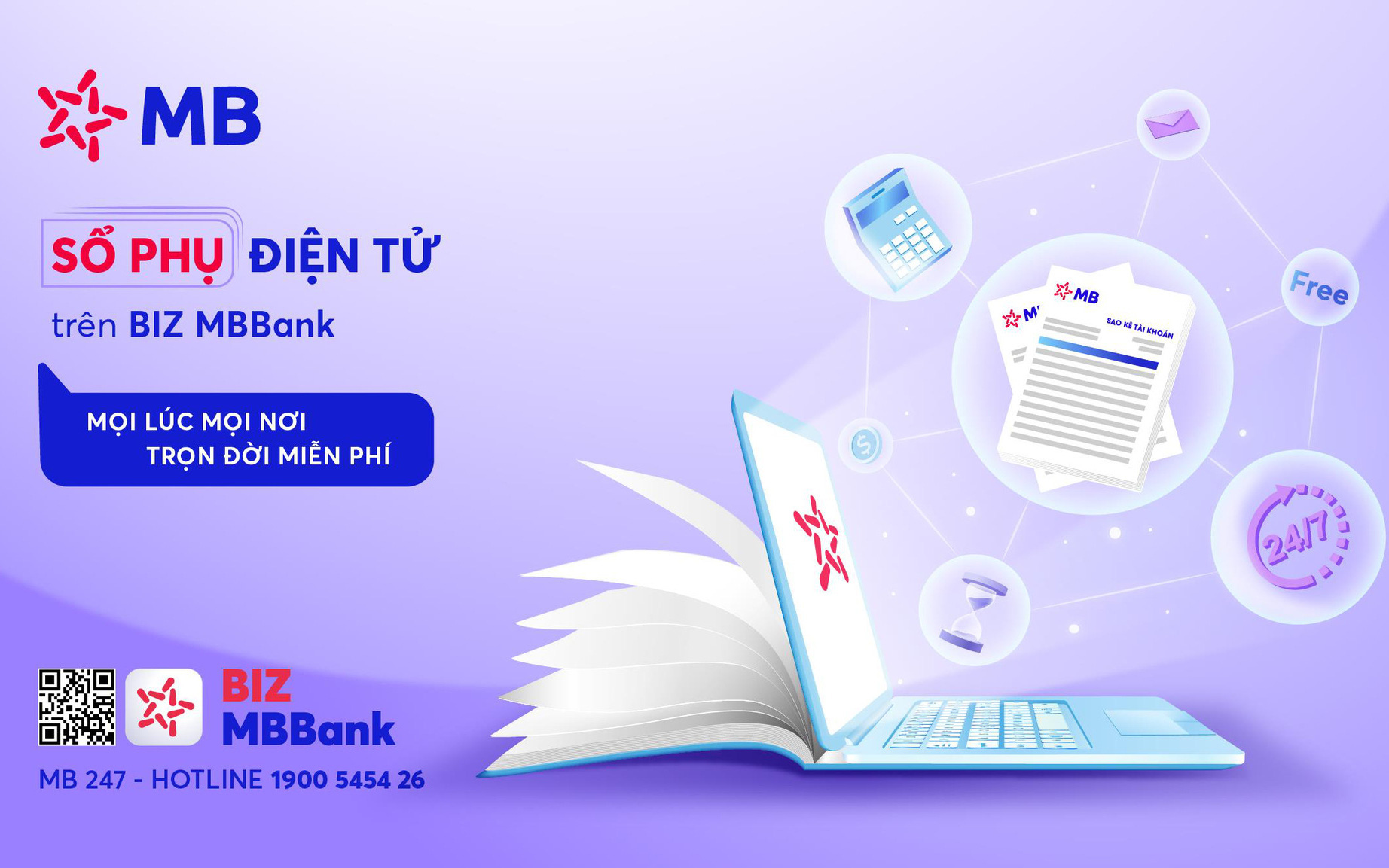 Doanh nghiệp được miễn phí trọn đời với sổ phụ điện tử của MB Bank