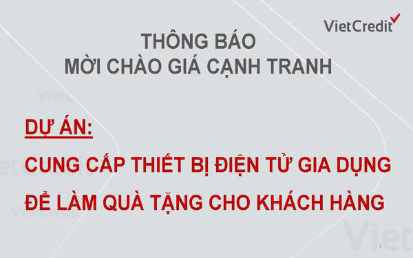 VietCredit thông báo mời chào giá cạnh tranh