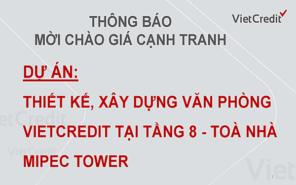 VietCredit thông báo mời chào giá cạnh tranh