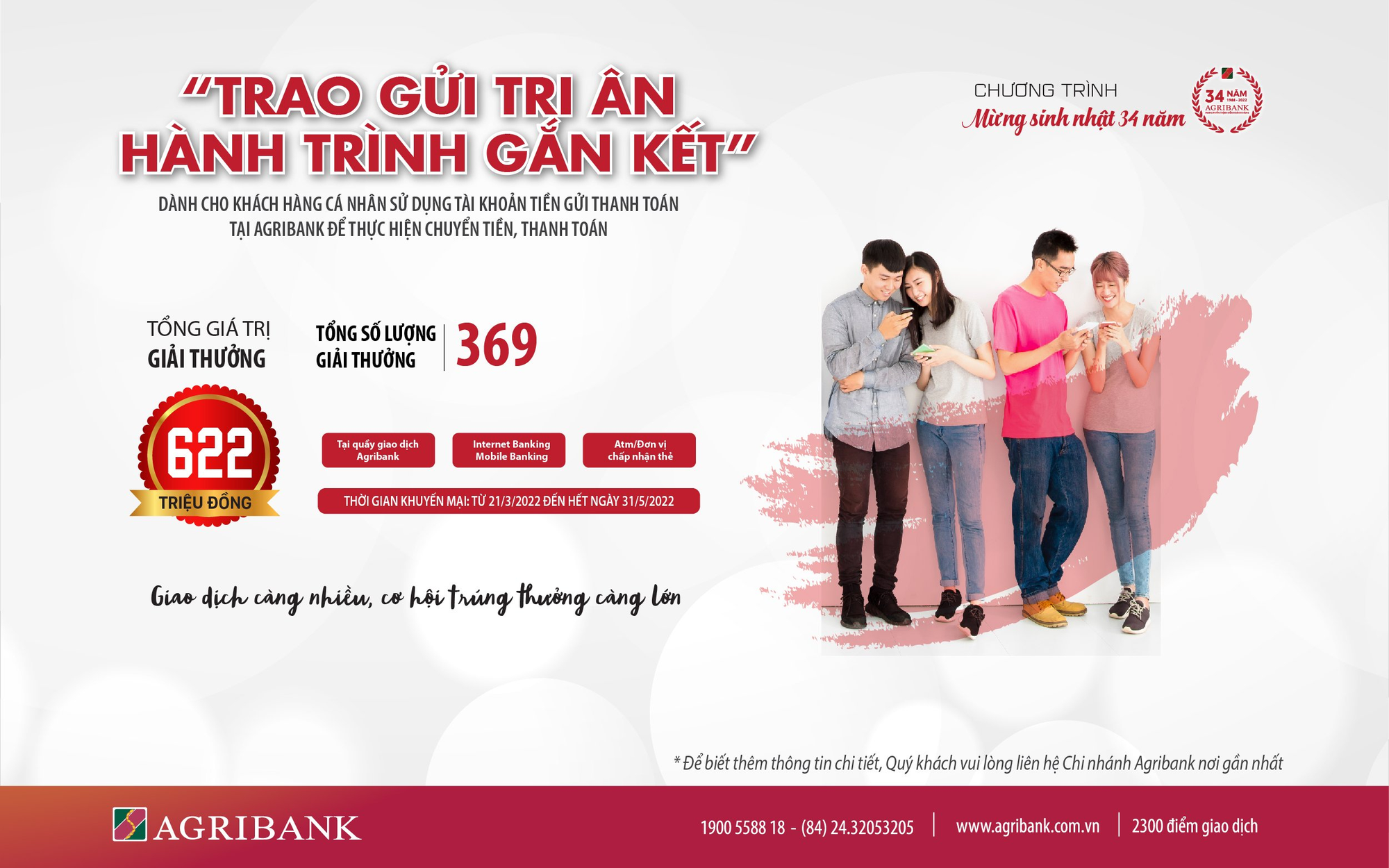 Agribank bung chương trình khuyến mãi mừng sinh nhật 34 năm