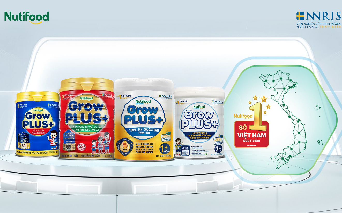 Nutifood GrowPLUS+ liên tiếp giữ vị thế sữa trẻ em hàng đầu tại Việt Nam