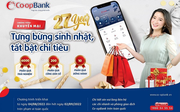 Co-opBank triển khai chương trình khuyến mại: Tưng bừng sinh nhật, tất bật chi tiêu