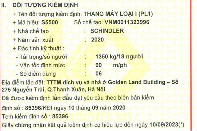 Sự cố tại Chung cư Golden Land, thang máy có được lắp đặt đúng quy định? - Ảnh 2.