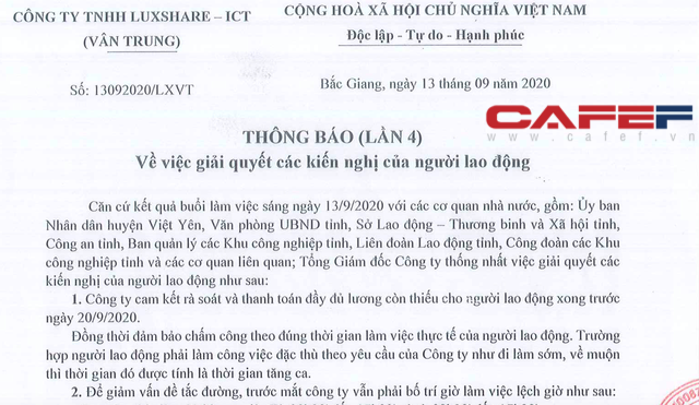 5.000 công nhân đình công: Luxshare ICT, công ty sản xuất tai nghe Airpods cho Apple tại Bắc Giang cam kết giải quyết kiến nghị của người lao động - Ảnh 1.