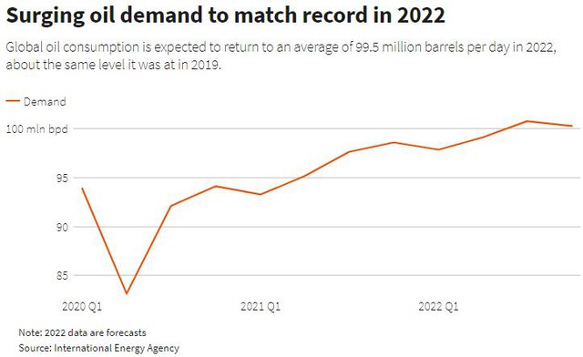Thị trường dầu mỏ thế giới sẽ hồi phục mạnh mẽ hơn nữa trong năm 2022 - Ảnh 1.