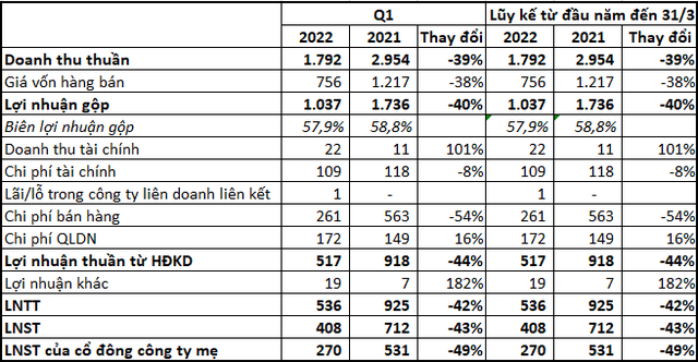 Hụt thu từ bất động sản, Đất Xanh Group (DXG) báo lãi quý 1/2022 giảm 43% - Ảnh 1.