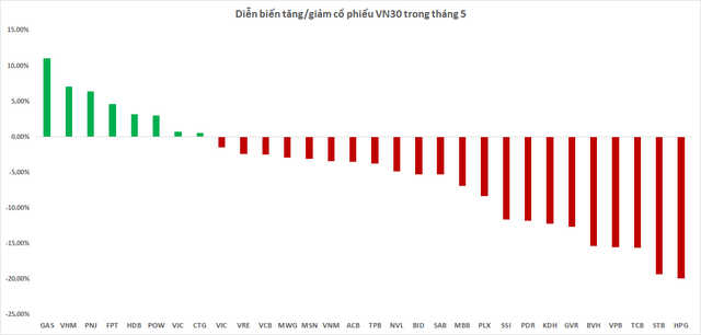 Lộ diện những cổ phiếu ngược dòng tăng điểm trong tháng Sell in May: Quán quân bứt phá gần 65%, duy nhất một bluechips lọt TOP tăng mạnh nhất sàn HoSE - Ảnh 9.